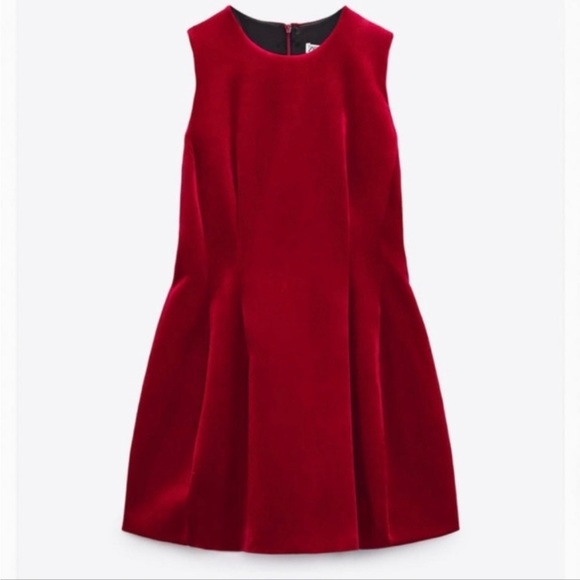 Zara Red Velvet Mini Dress - Picture 2 of 2